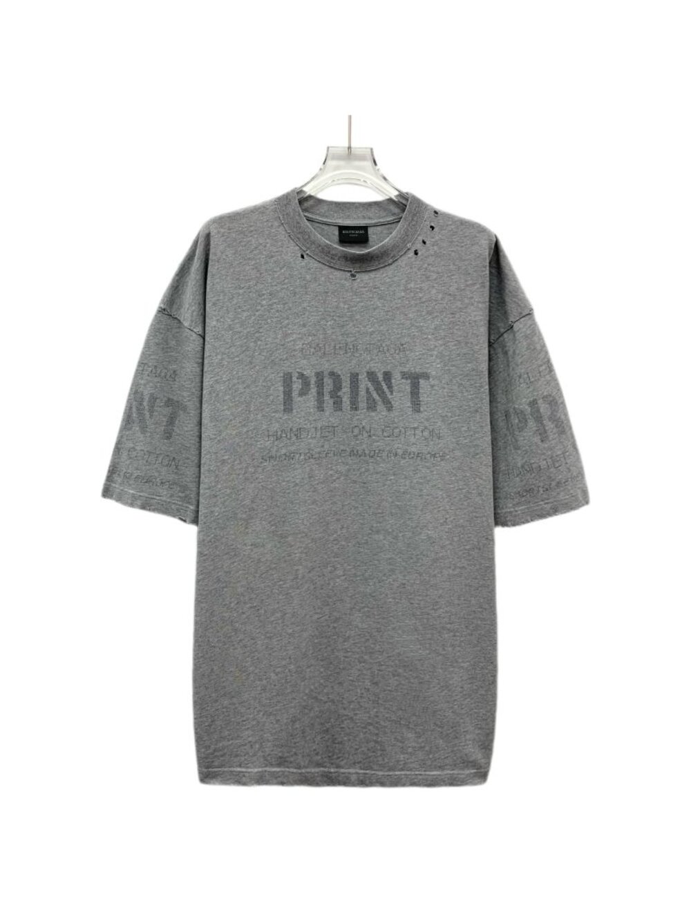 Balenciaga 2022 Grey Logo Print Cotton T-Shirt